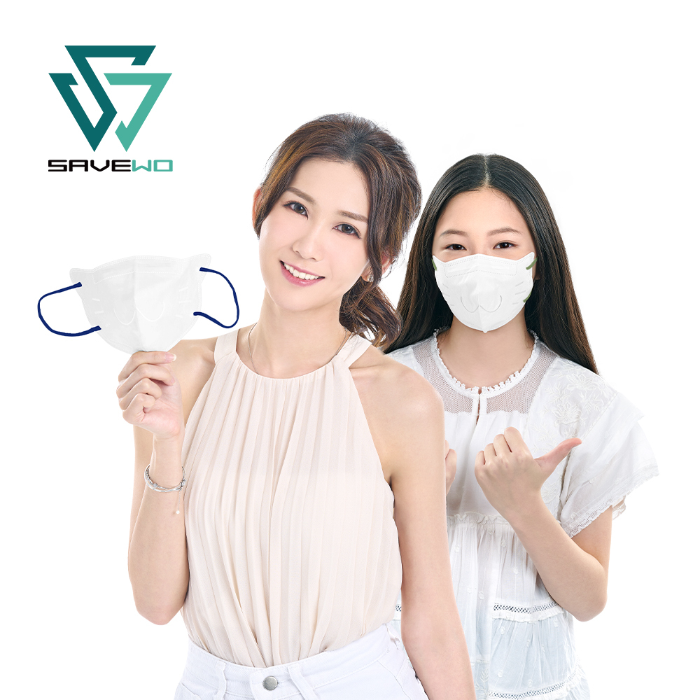 *KDT 小顏人士 代用盒包裝* SAVEWO 3DMEOW Jewel Turquoise 救世立體喵頑童防護口罩 寶石系列 綠松石 (30片獨立包裝/盒) (大童, 小顏人士適用)