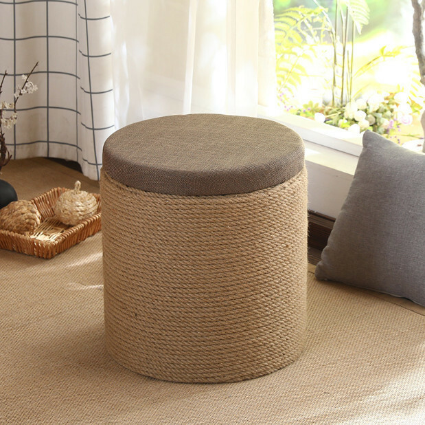 Hot selling Korean and Japanese furniture, shoe changing stool, round coffee table, meditation stool, tea ceremony chair [50x30x35cm large rectangular type] linen surface