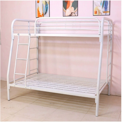 新款鐵藝傢具 高架床 樓梯床 【1500mmx2000mm】白色 （淨床不包括床墊）【加固款】(3梯子)
