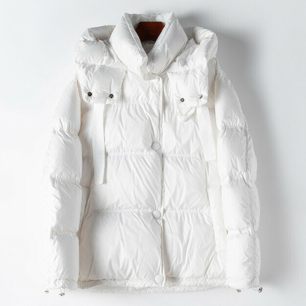 熱賣連帽中長款羽絨服(S/M碼)(白色)(下單後聯絡客服確認發貨尺碼)