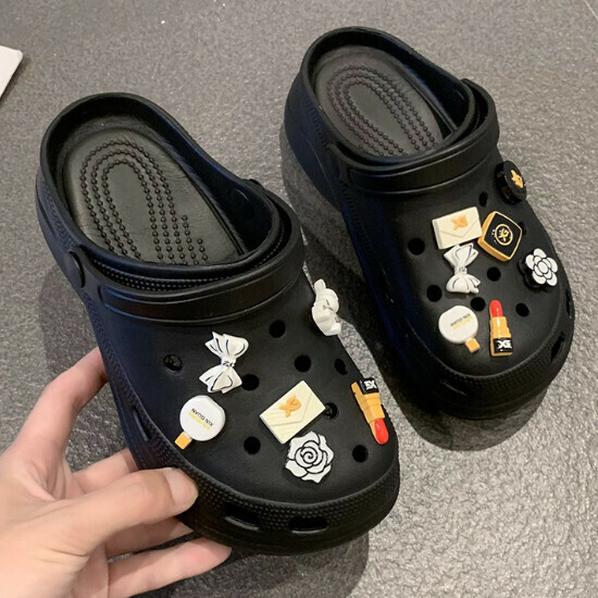 熱賣厚底洞洞拖鞋【黑色】【35-40碼】（下單後請聯絡客服確認發貨尺碼）