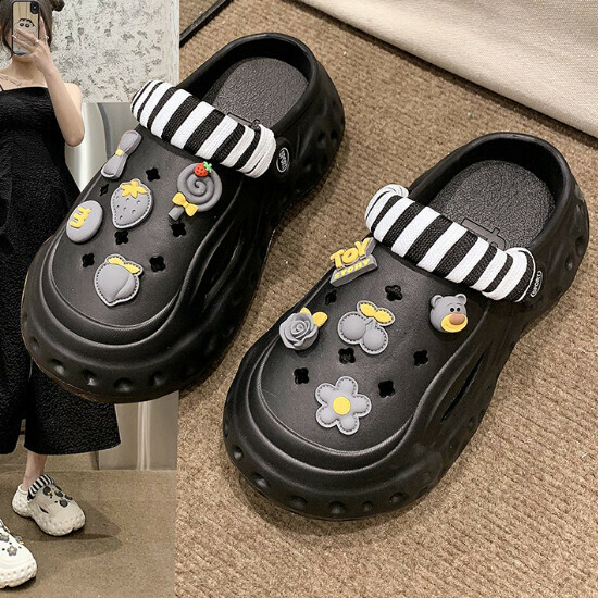 熱賣綁帶洞洞拖鞋【黑色】【36-40碼】（下單後請聯絡客服確認發貨尺碼）