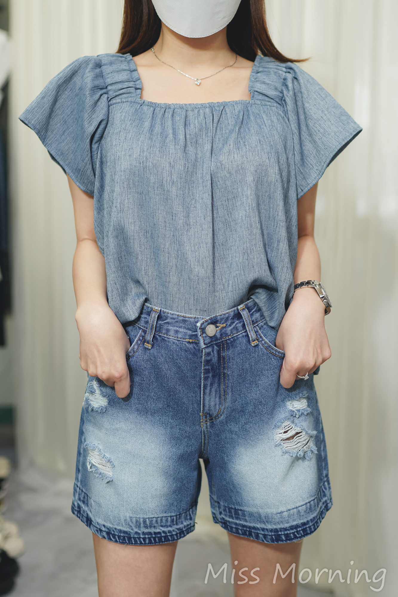 免燙涼爽遮肚腩娃Top(13953)&貴場限量牛仔短褲(33754)