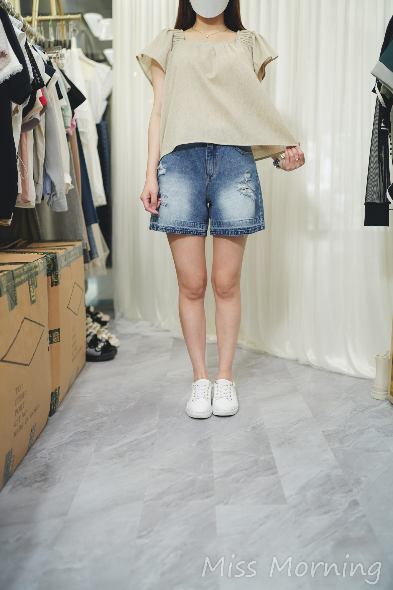 免燙涼爽遮肚腩娃Top(13953)&貴場限量牛仔短褲(33754)