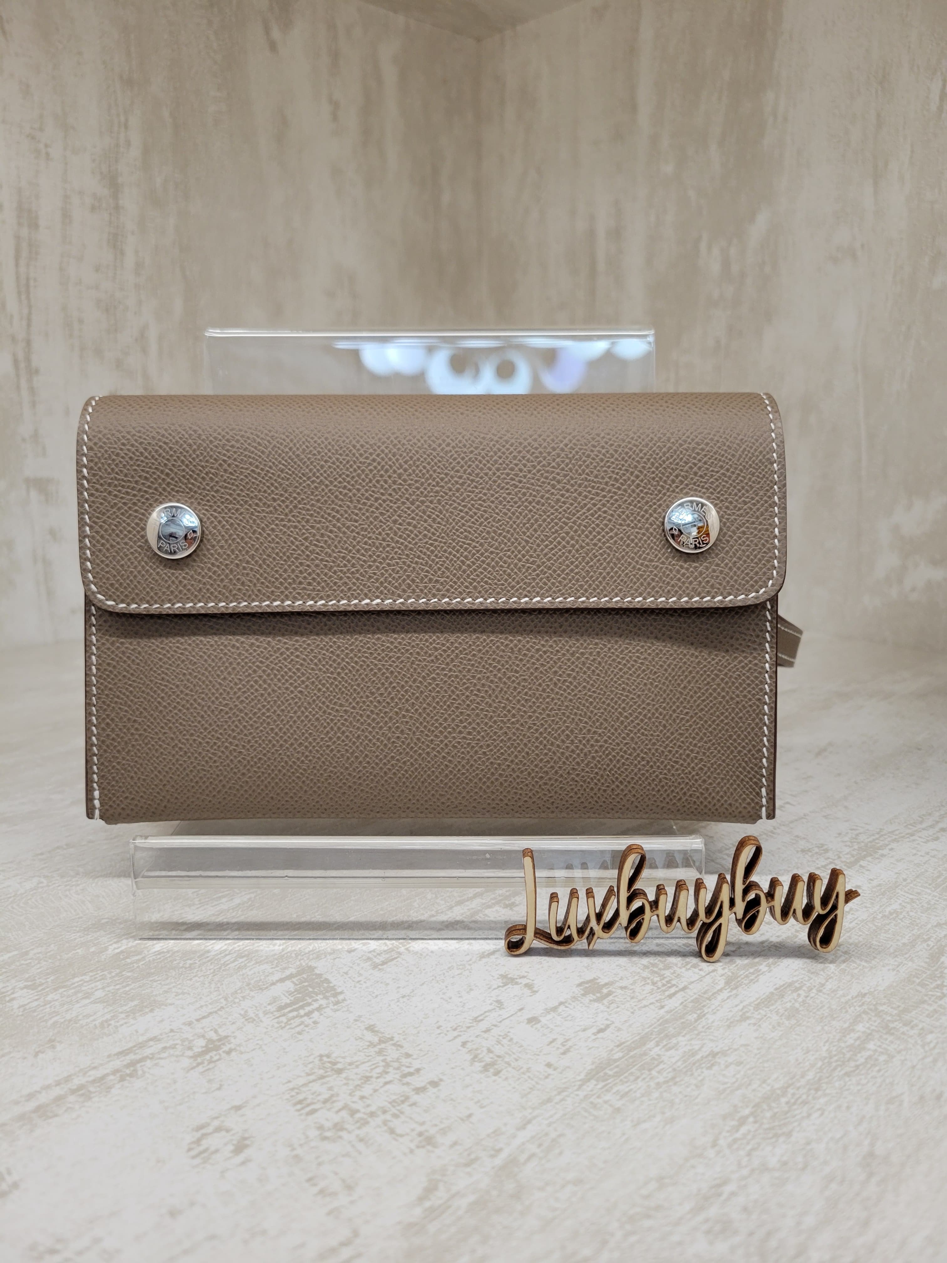 HERMES SNAP WALLET  ETOUPE CK EPSOM 大象灰 銀扣