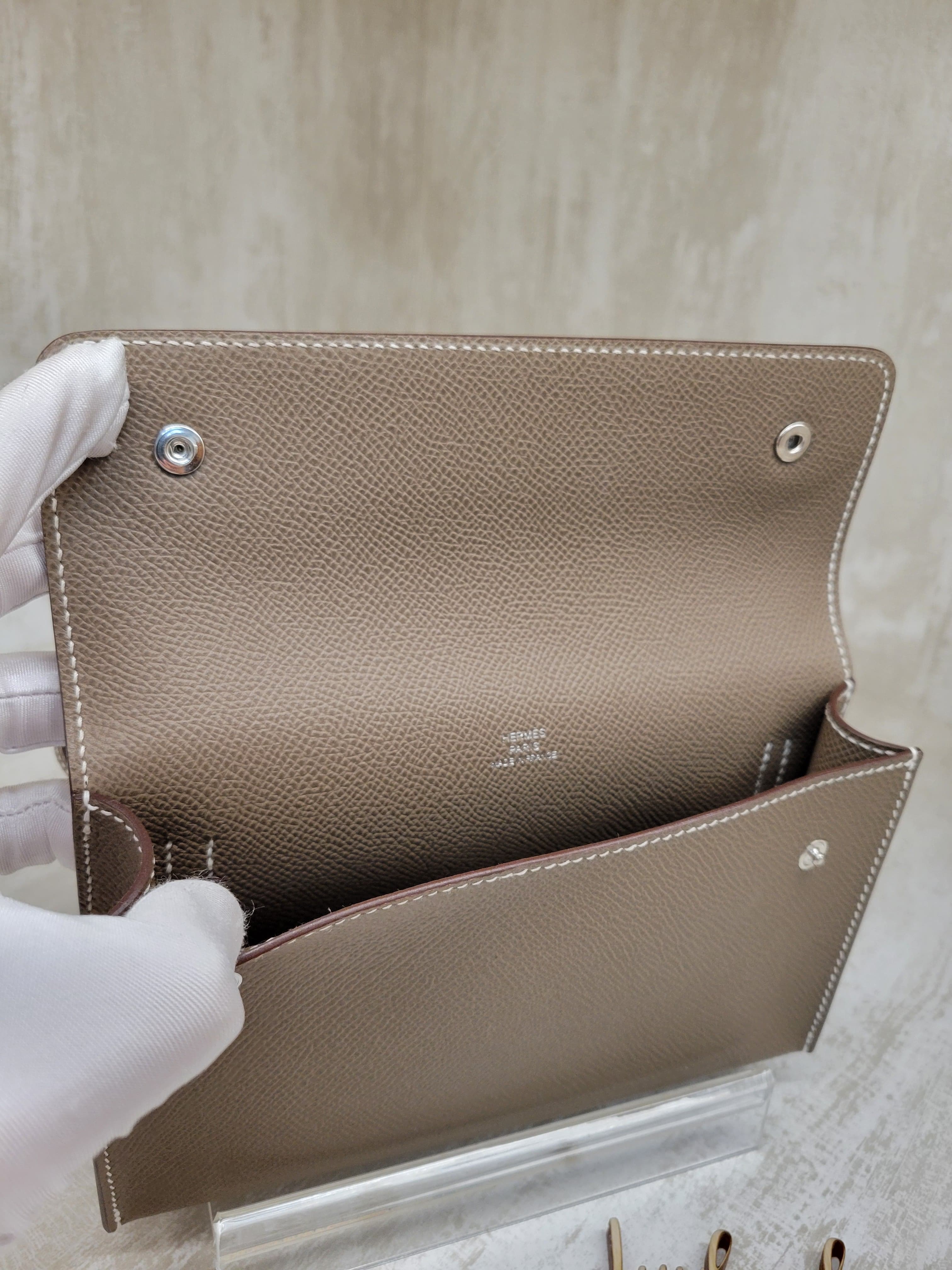 HERMES SNAP WALLET  ETOUPE CK EPSOM 大象灰 銀扣