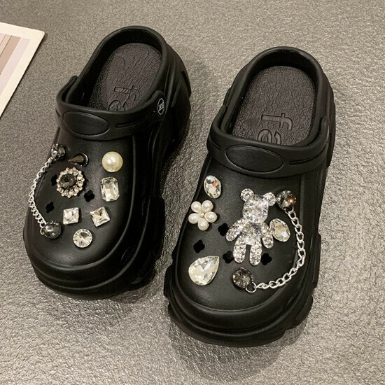 熱賣增高洞洞拖鞋【黑色】【34-40碼】（下單後請聯絡客服確認發貨尺碼）