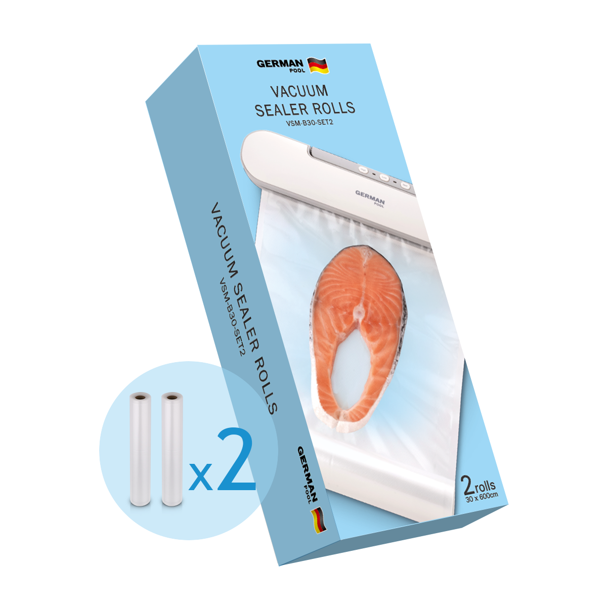 德國寶 German Pool   VSM-B30-SET2‧卷裝真空保鮮袋(2卷)‧VSM 系列專用保鮮袋‧香港行貨‧