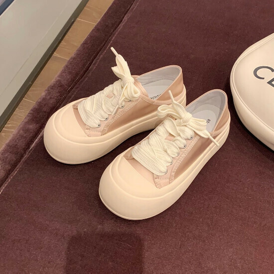 熱賣增高厚底帆布鞋【粉紅色】【35-40碼】（下單後請聯絡客服確認發貨尺碼）
