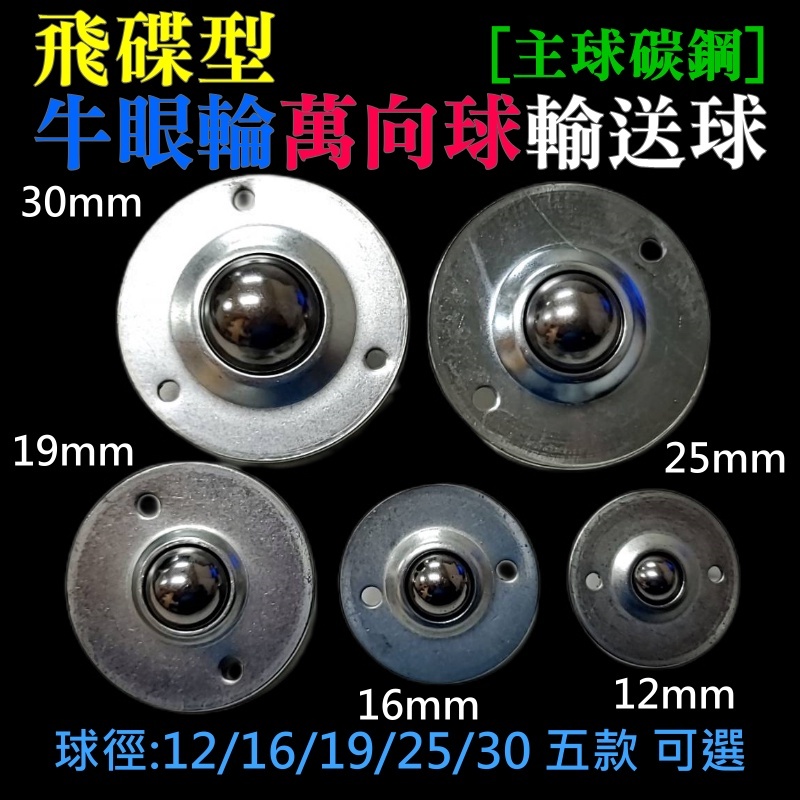 飛碟型牛眼輪萬向球輸送球（主球碳鋼、12/16/19/25/30五款可選）