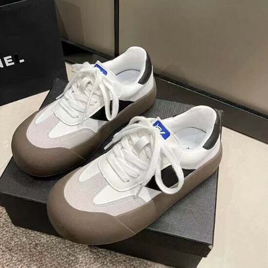 熱賣拼色厚底板鞋【深棕色】【35-40碼】（下單後請聯絡客服確認發貨尺碼）