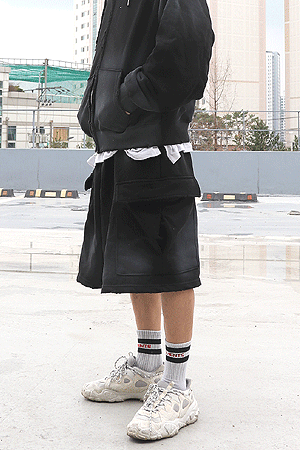 污水洗工裝寬大棉短褲