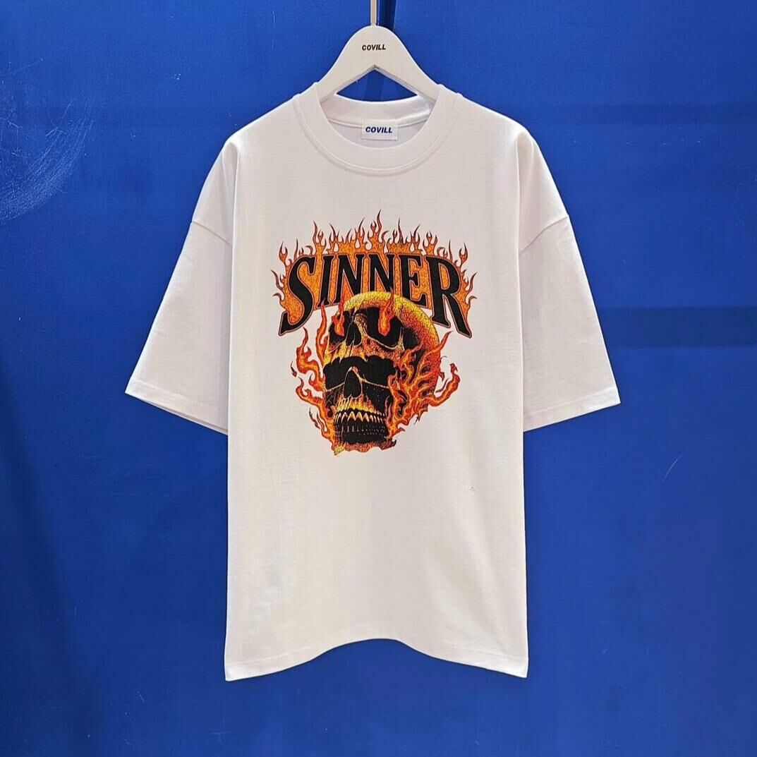 OverSize骷髏頭圖案英文字短袖Tee COVILL-103T