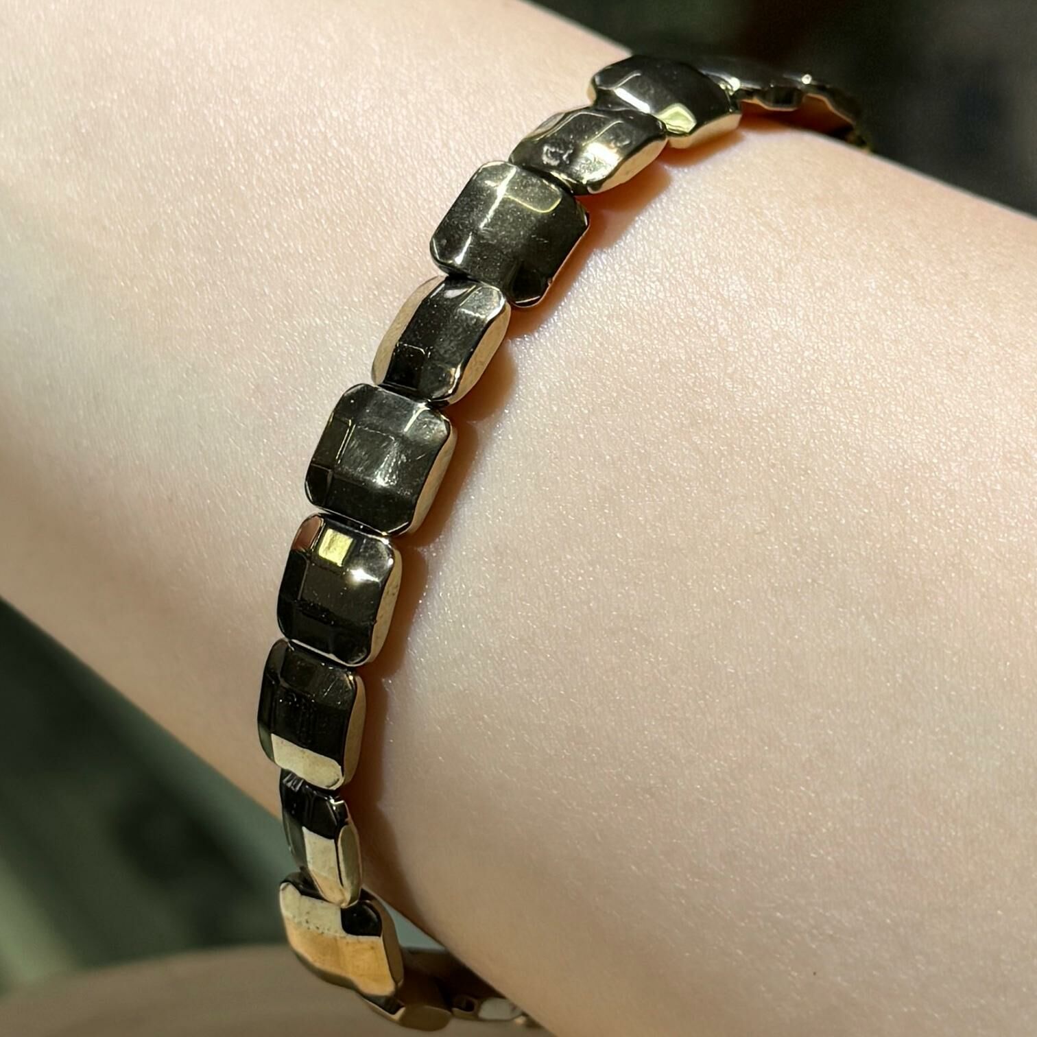 黃銅礦方牌切面手串 8 mm +/-