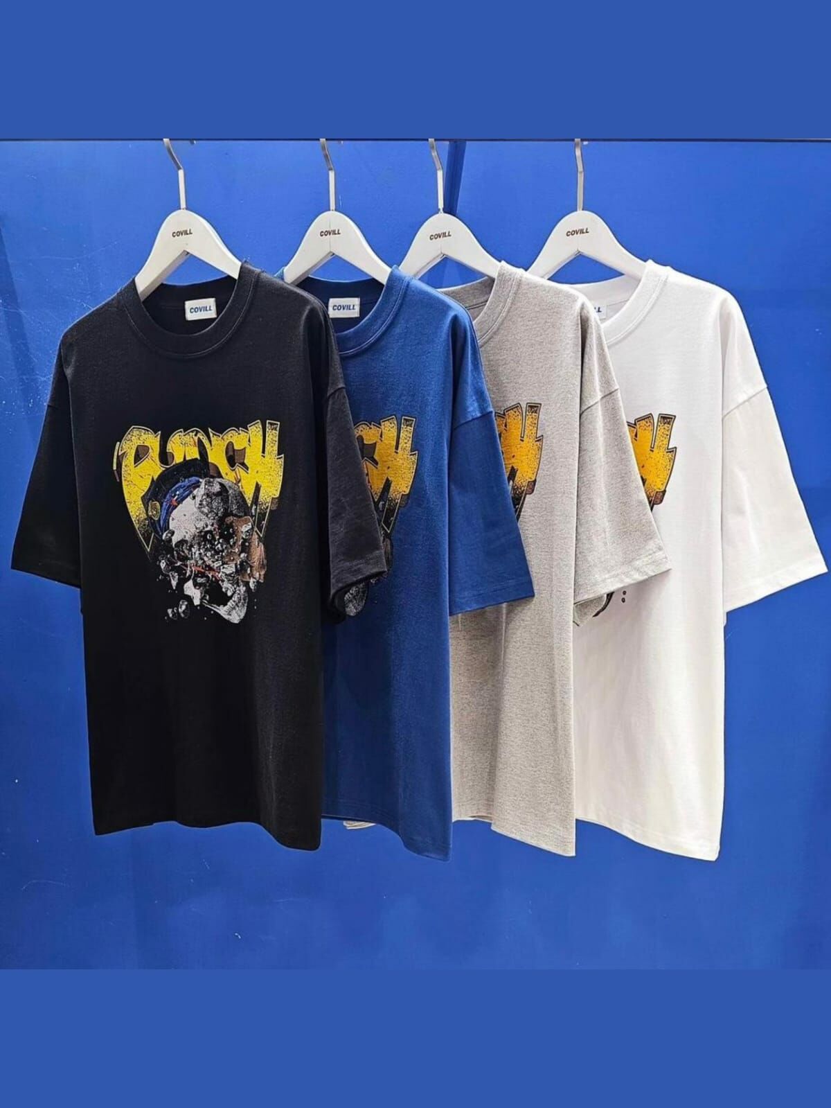 OverSize骷髏頭圖案英文字短袖Tee  COVILL-102T