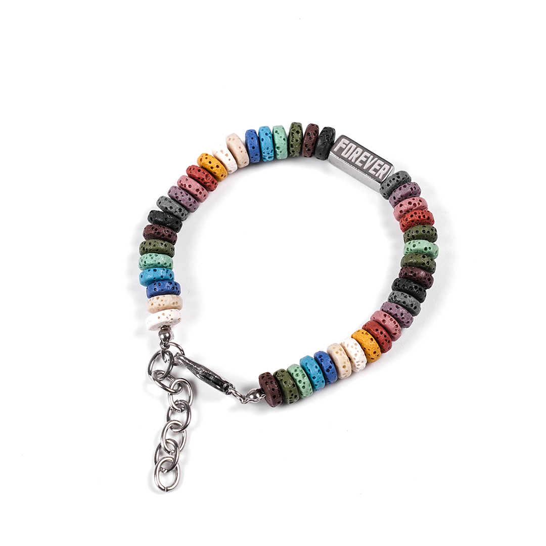 QIAO - 高級感 彩色火山石 串珠手鍊