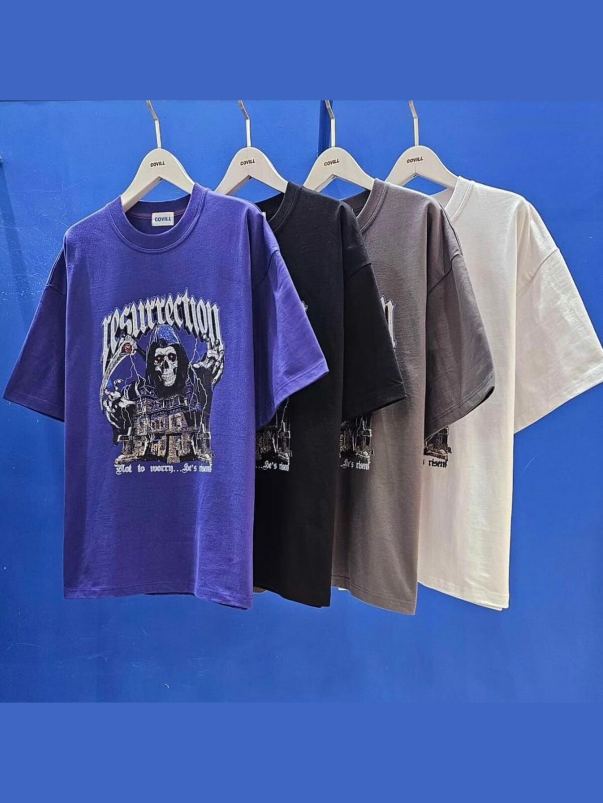 OverSize骷髏頭圖案英文字短袖Tee  COVILL-108T