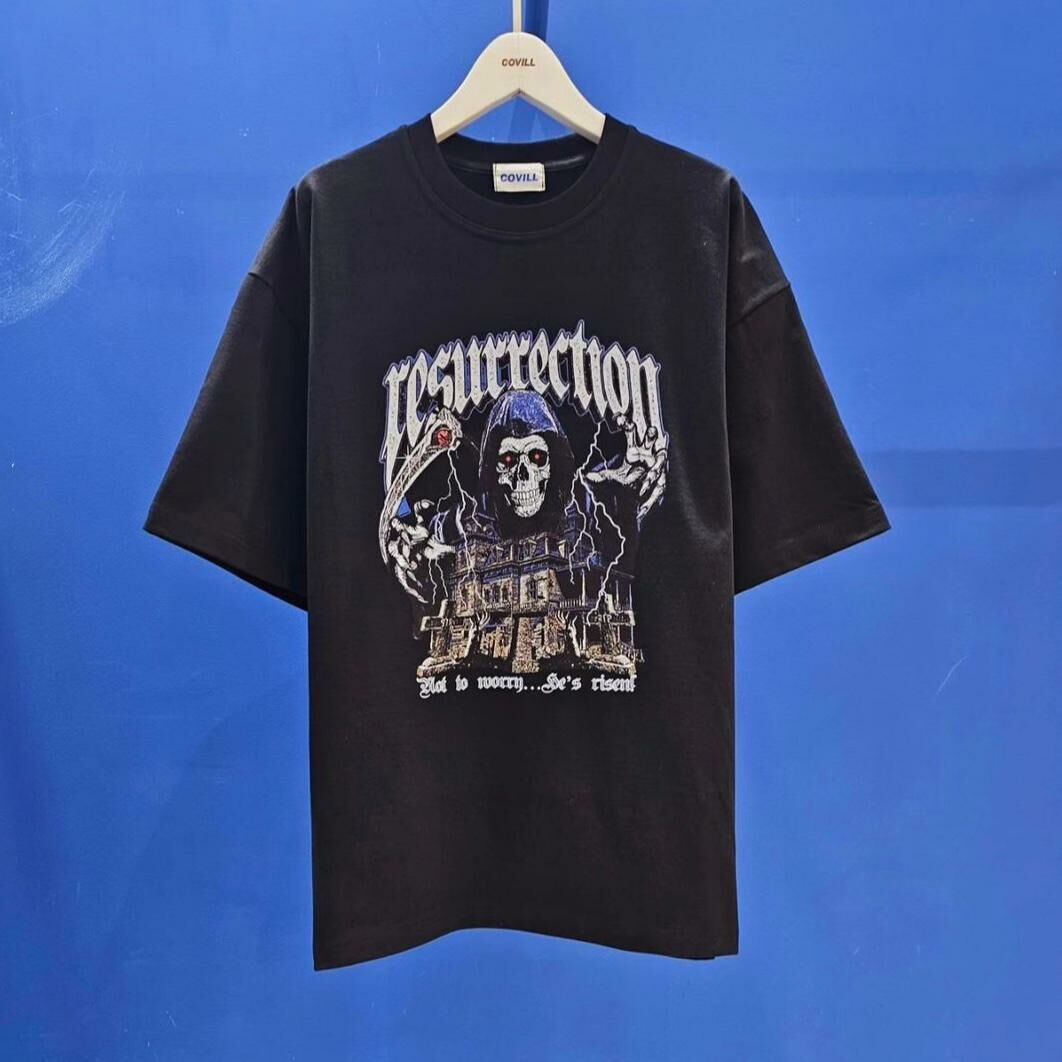 OverSize骷髏頭圖案英文字短袖Tee  COVILL-108T