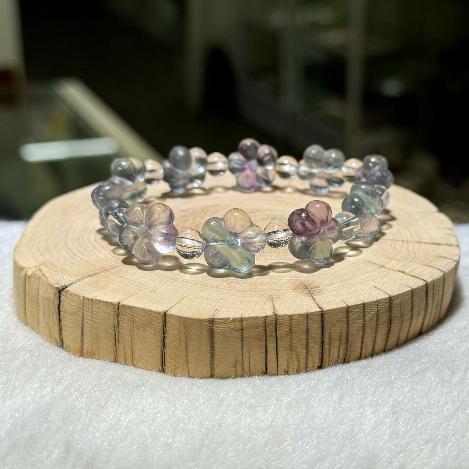 紫綠螢石花形手串 13.5 mm +/-