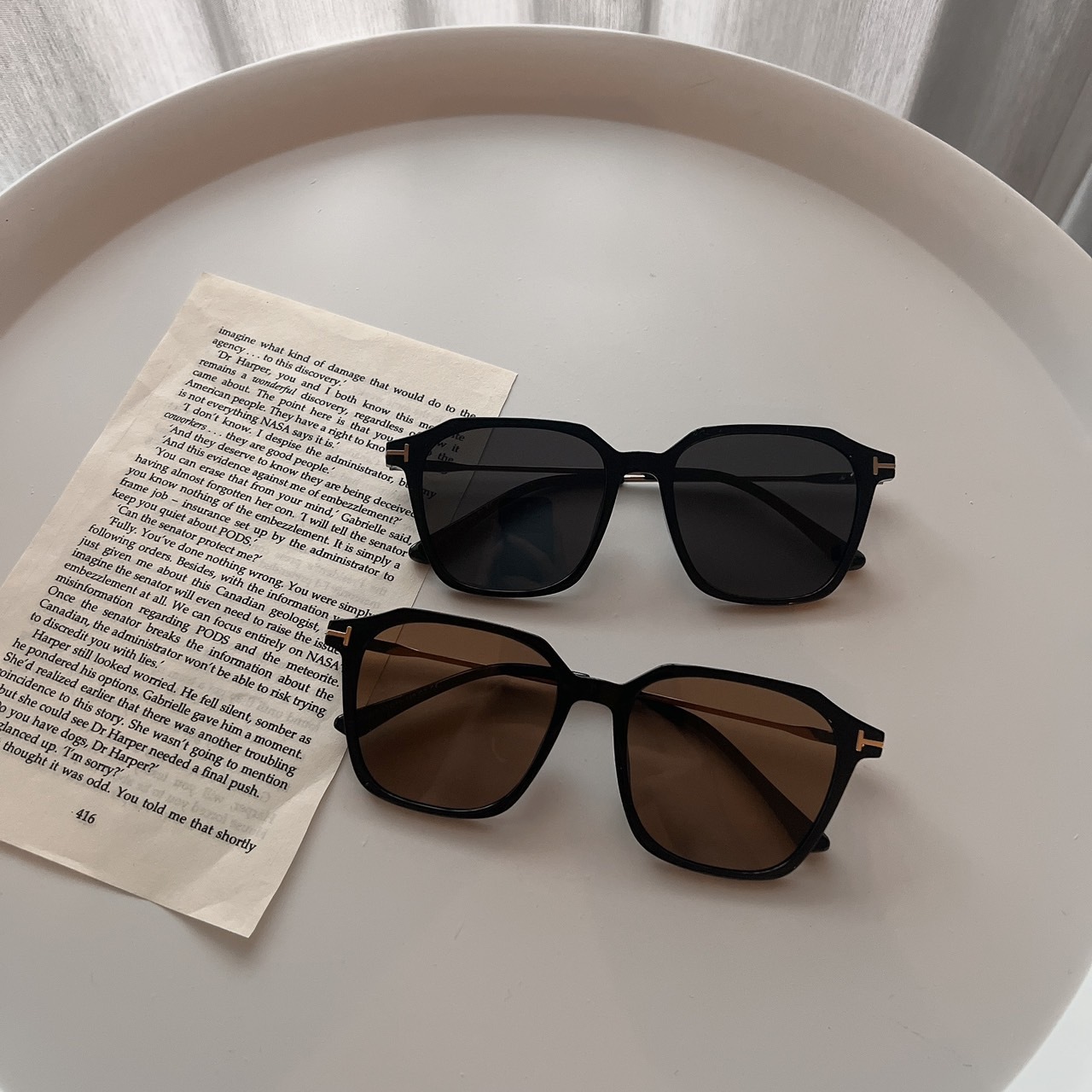 A02387T字金屬膠框偏光墨鏡/兩色