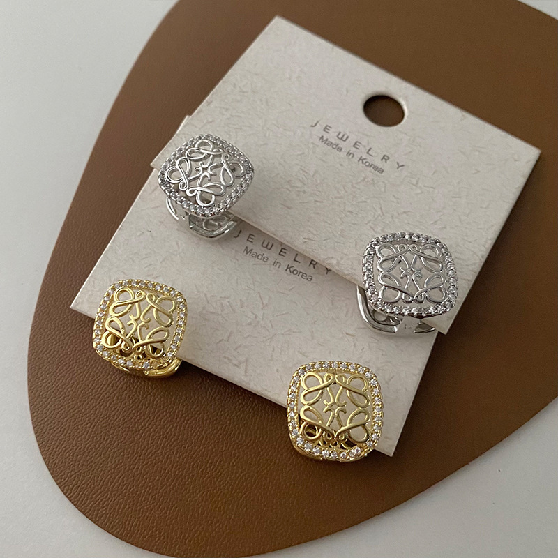 雙面線條簍空 高級耳扣(金/銀)(925銀針)