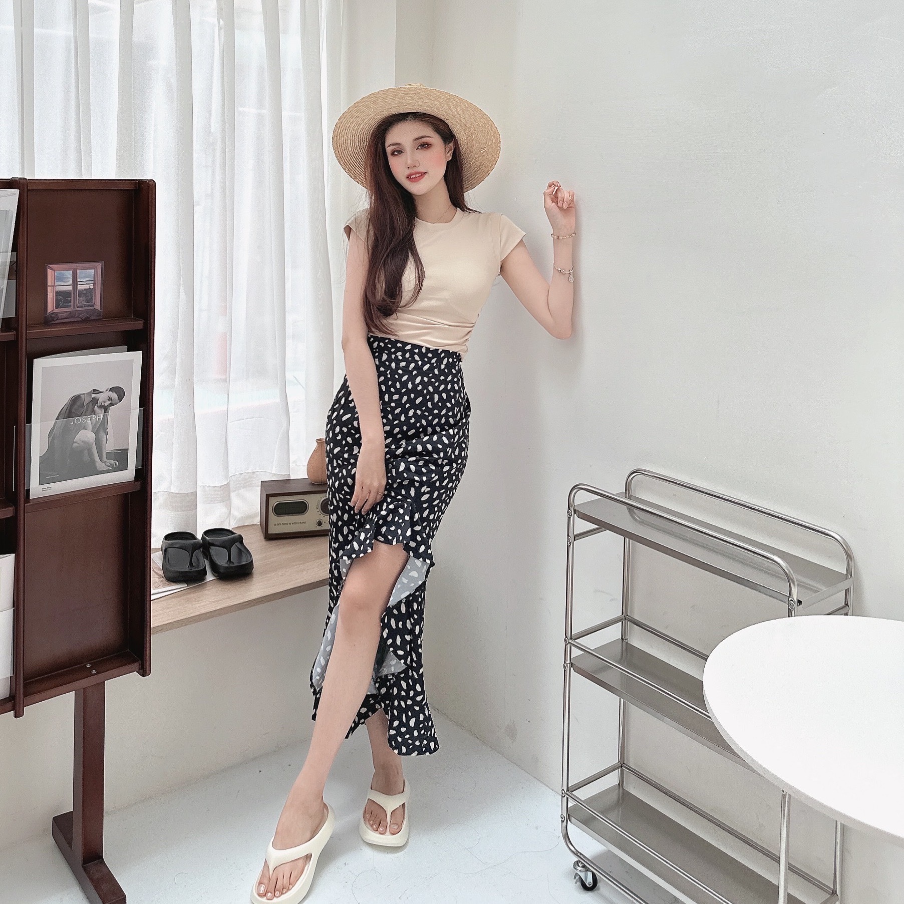 簡約側抓皺造型背心/三色