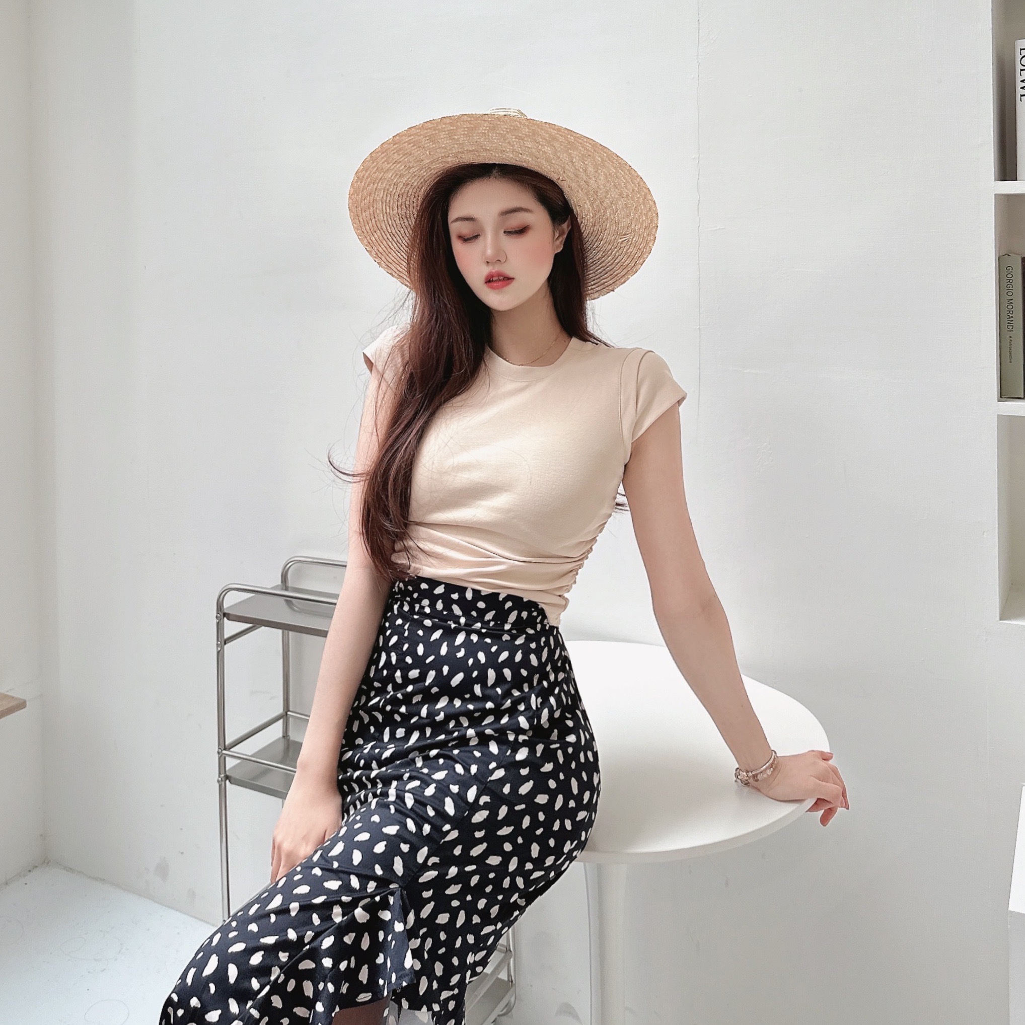 簡約側抓皺造型背心/三色