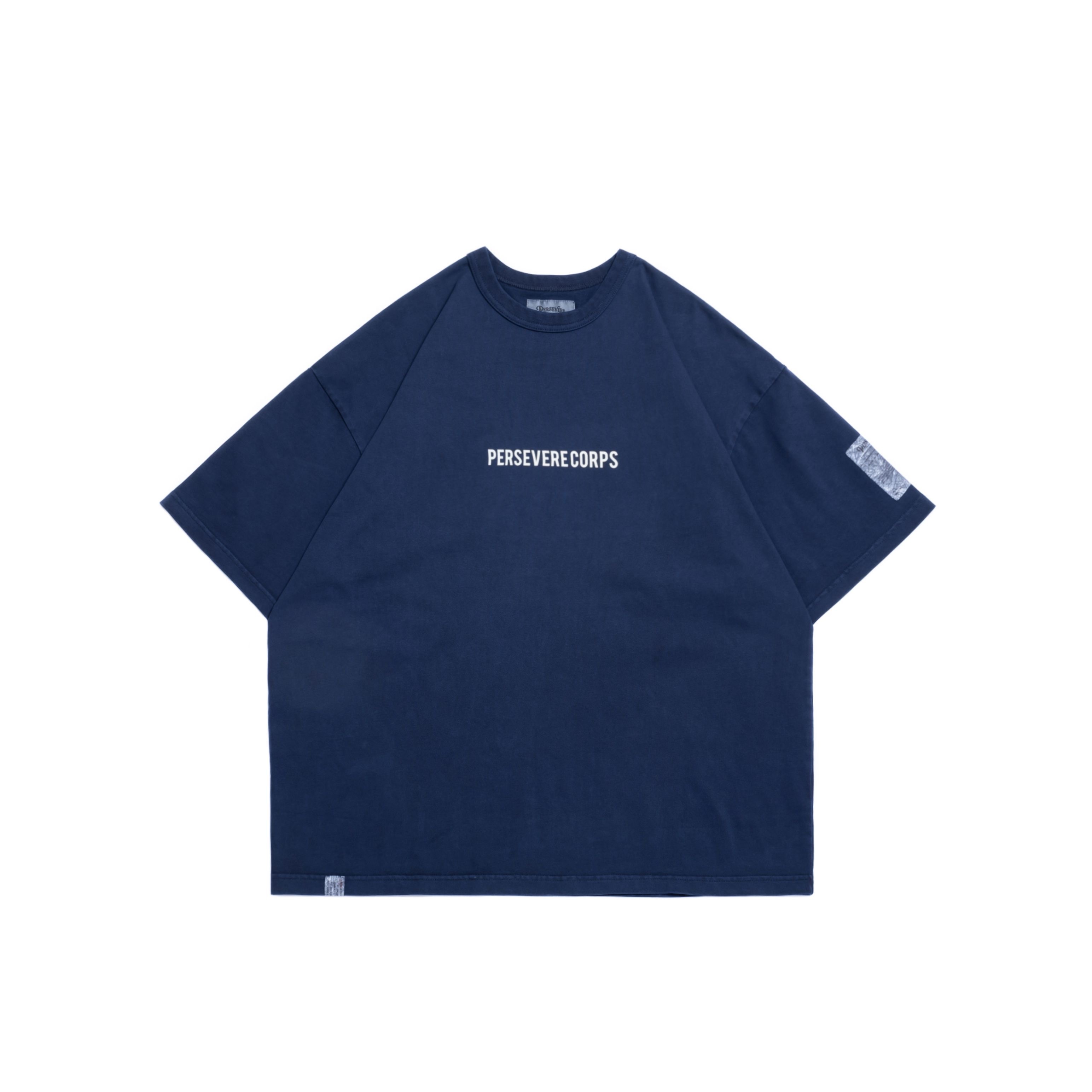 PERSEVERE PIGMENT-DYED CATCHWORD T-SHIRT - WASHED DARK