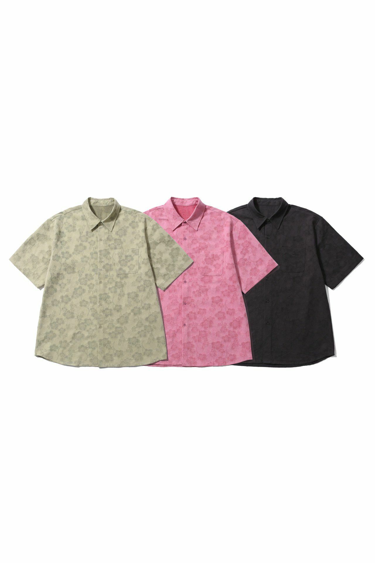 淨色暗花紋短袖恤衫 DOT-060S