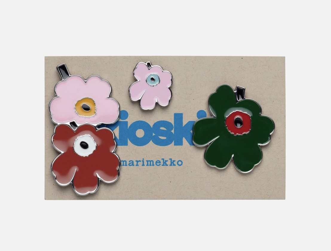 代購現貨  | marimekko Unikko Pumpuli pin set | Brown, Red & Green