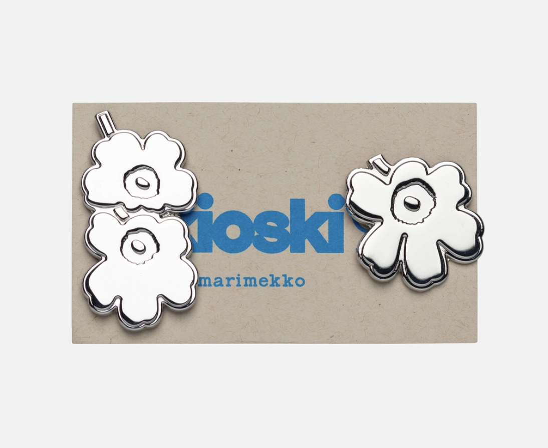 代購預訂  | marimekko Unikko Pumpuli pin set | Sliver