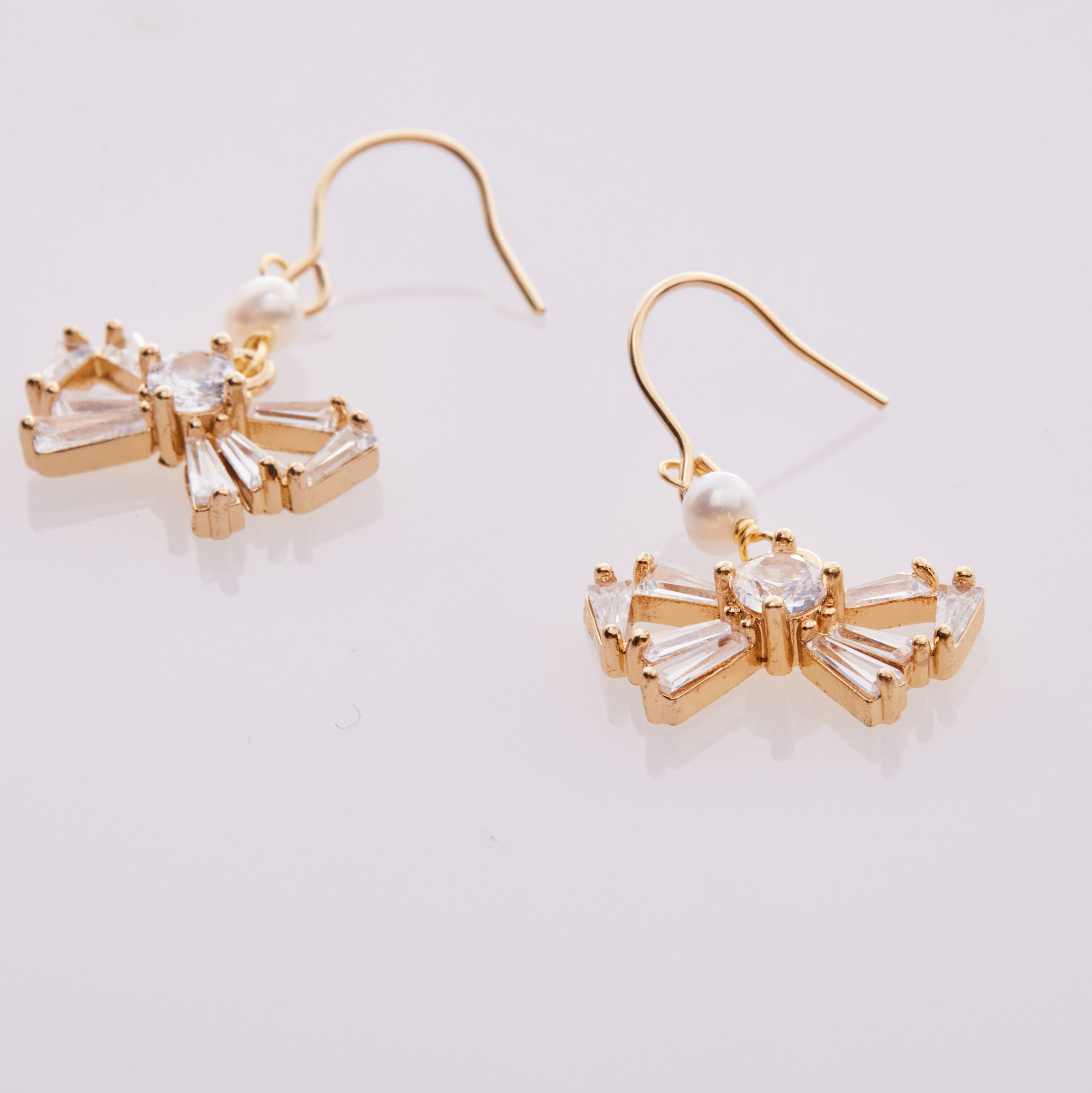 E1189 | 14KGF鋯石珍珠耳環