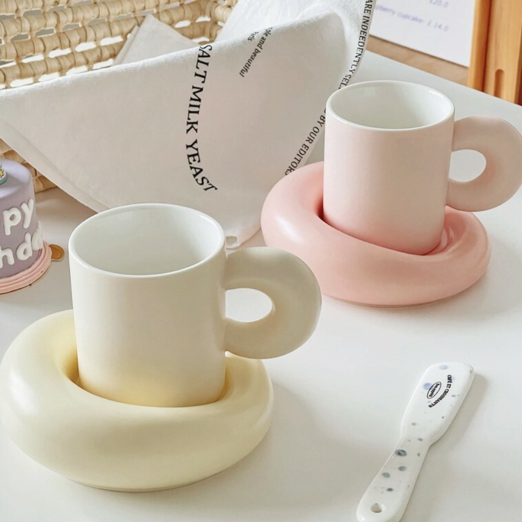 《4257》INS風簡約奶呼呼陶瓷馬克杯300ML