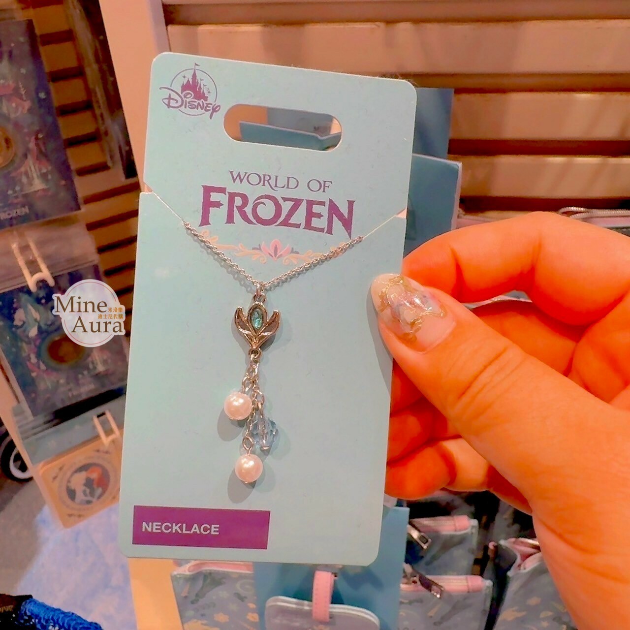 World of Frozen 限定 艾莎 Elsa 藍鑽 珍珠造型 墜飾 項鍊 首飾 冰雪奇緣 Frozen -香港迪士尼樂園