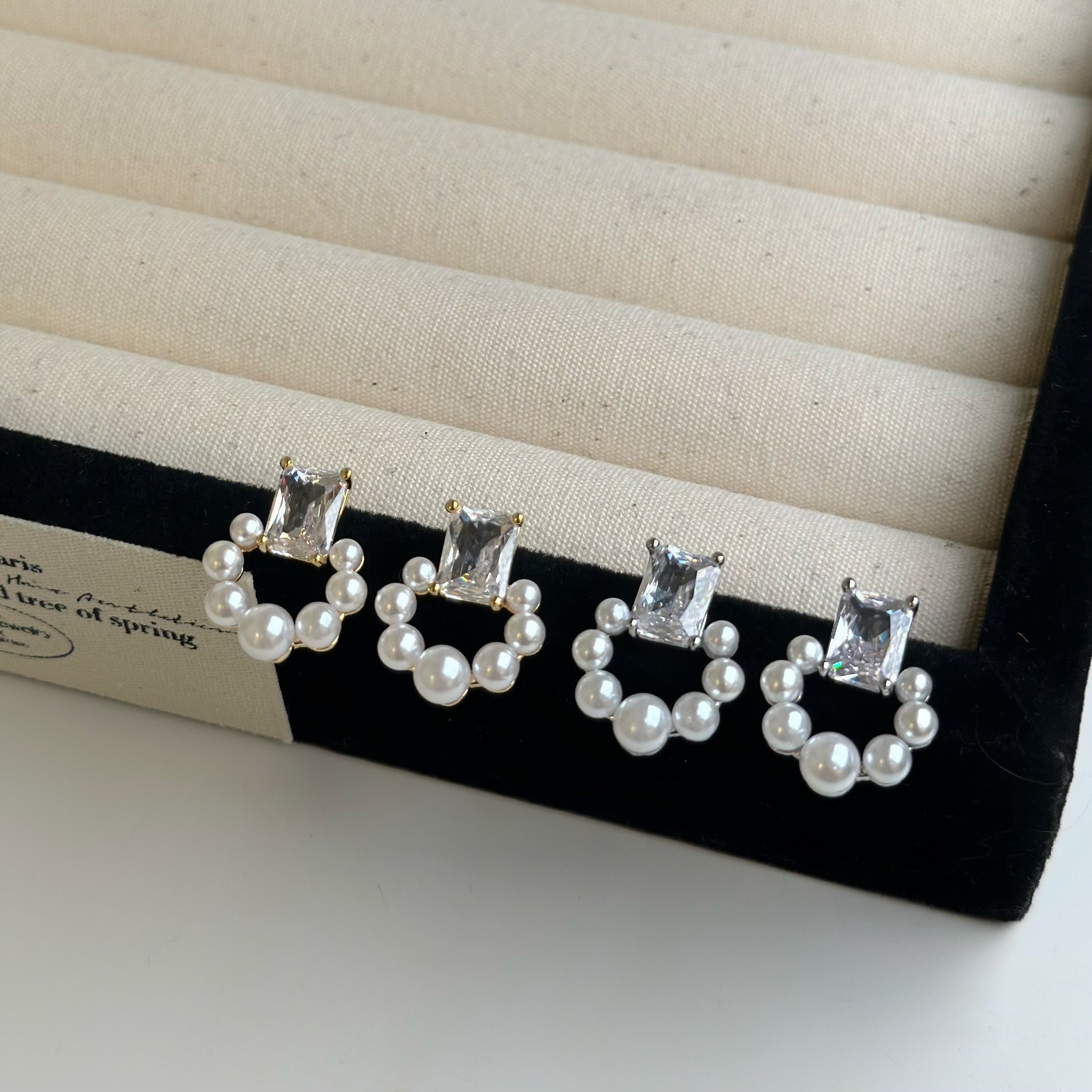 K17鋯石珍珠圈耳貼