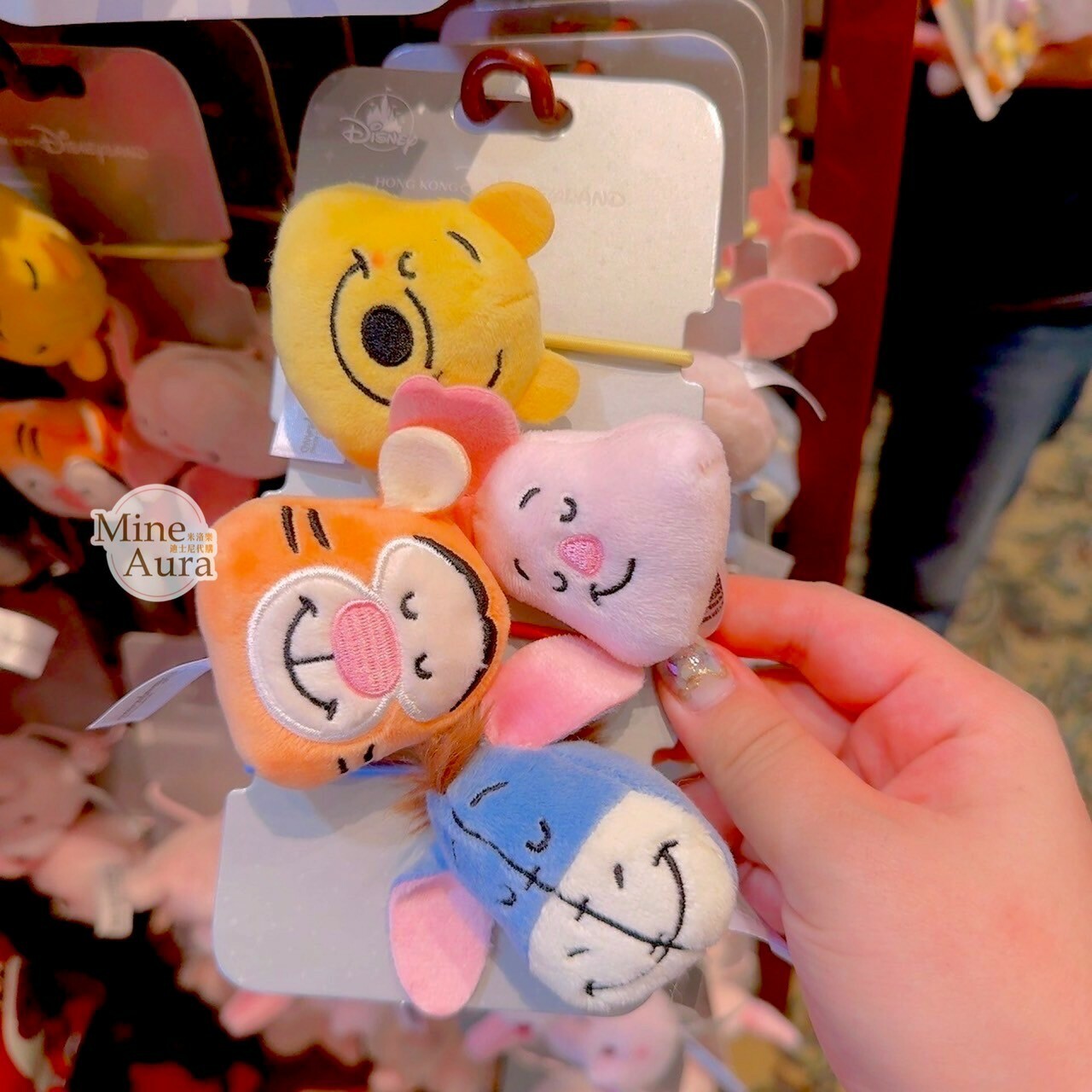 小熊維尼 Winnie the Pooh 與好友 睡顏 大頭絨毛 髮束 4入組 髮飾 -香港迪士尼樂園