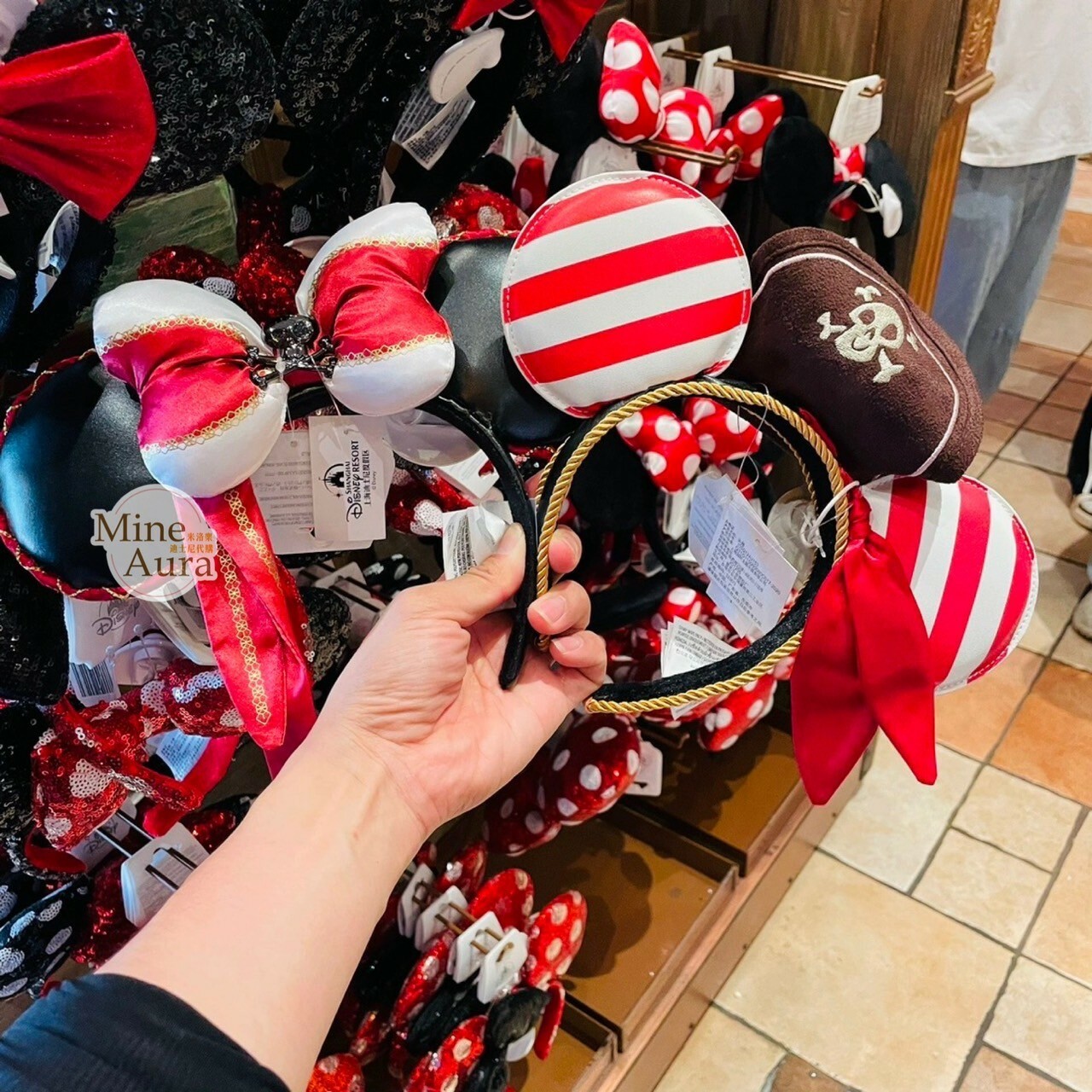 米奇 Mickey 米妮 Minnie 海盜 造型 立體耳朵 髮圈 髮箍 -上海迪士尼樂園