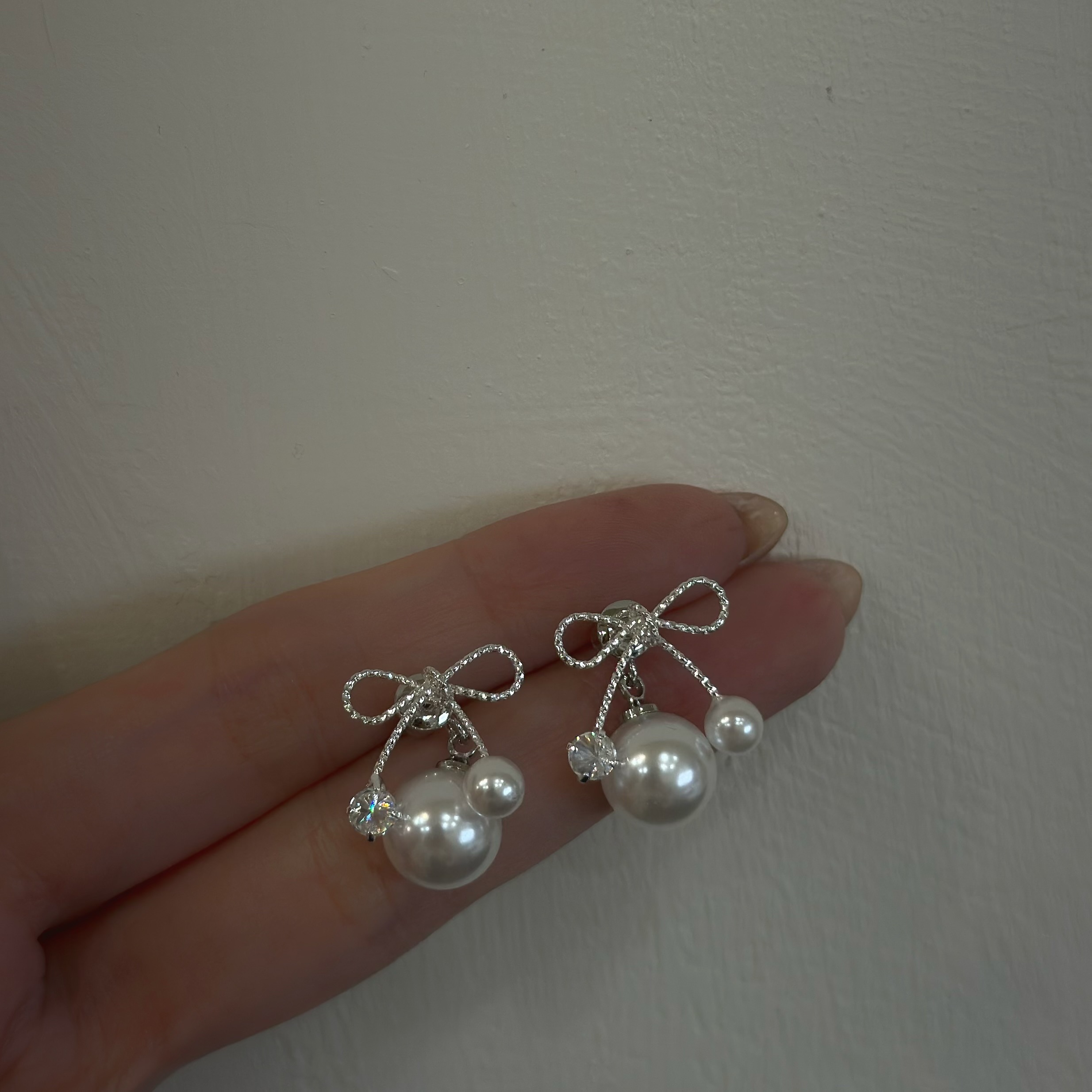 K38蝴蝶結珍珠前後扣