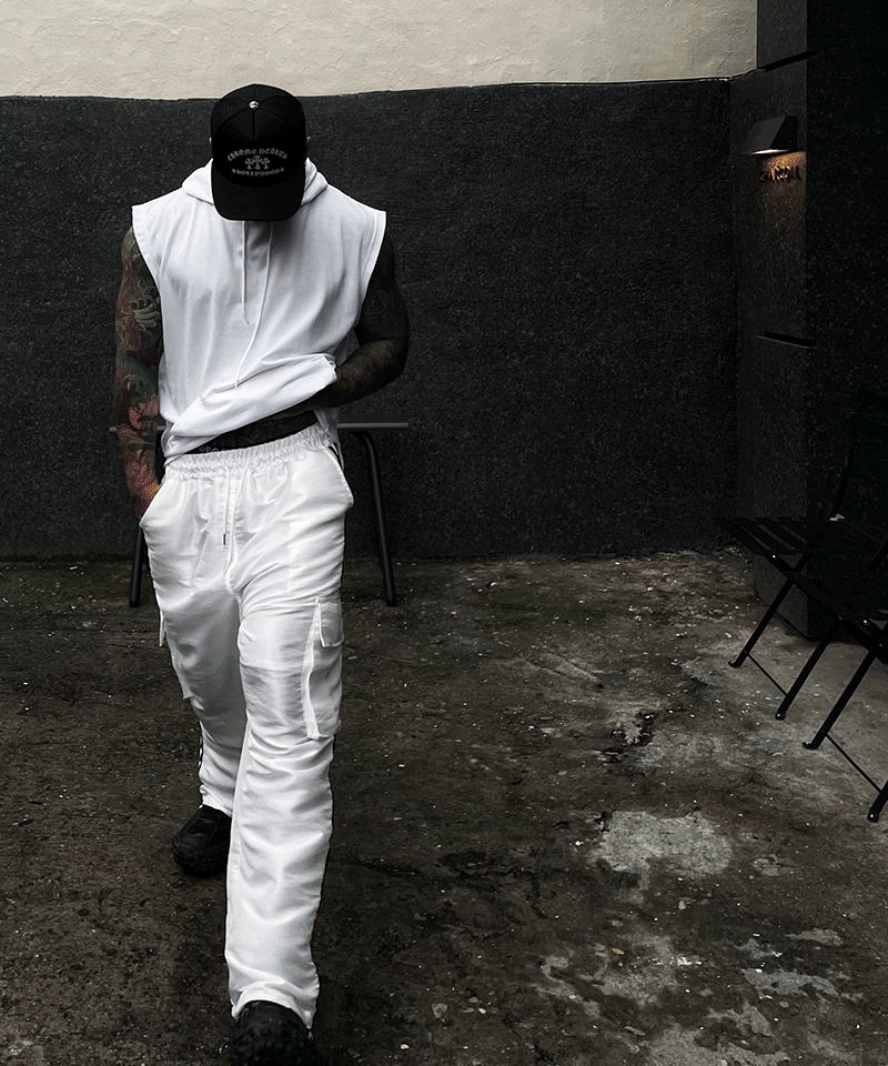 連帽削肩口袋背心