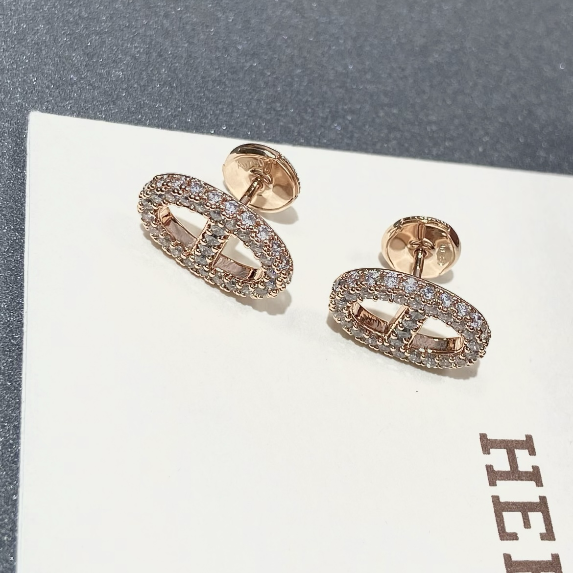 s925純銀18k水鑽豬鼻定製耳釘