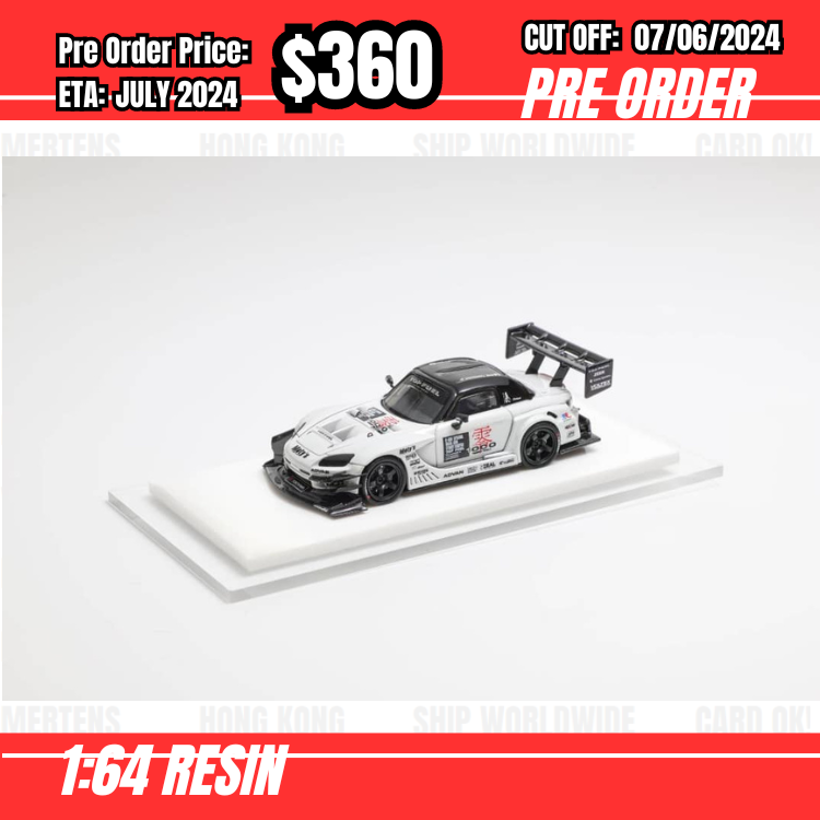 PO-$360 * Model Idea * 1:64 Honda S2000 AP1 Top Fuel Type-RR White w/Black roof [OD30/05]