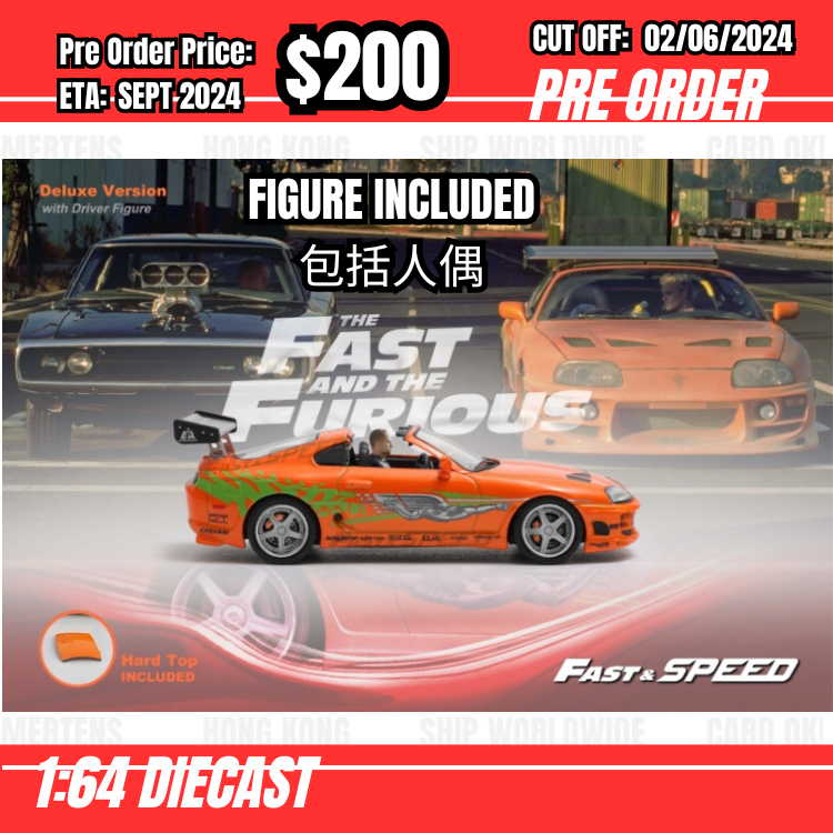 PO-$200 * Fast Speed * 1:64 Supra Targa A80 Bomex FNF Orange w/figure [OD30/05]