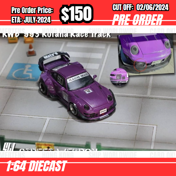 PO-$150 * Street Weapon * 1:64 RWB993 GT Wing Purple #18 [OD30/05]