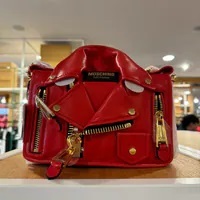[S] MOSCHINO BIKER CHAIN SHOULDER BAG,RED, 196330265162 (SM840)