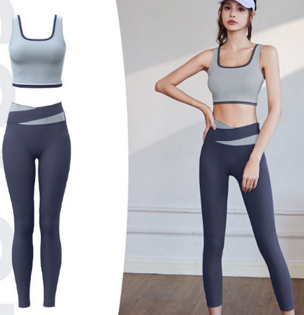 Quick-drying vest yoga wear (blue [trouser set]) S-XXL After placing an order, contact customer service to confirm the shipping size