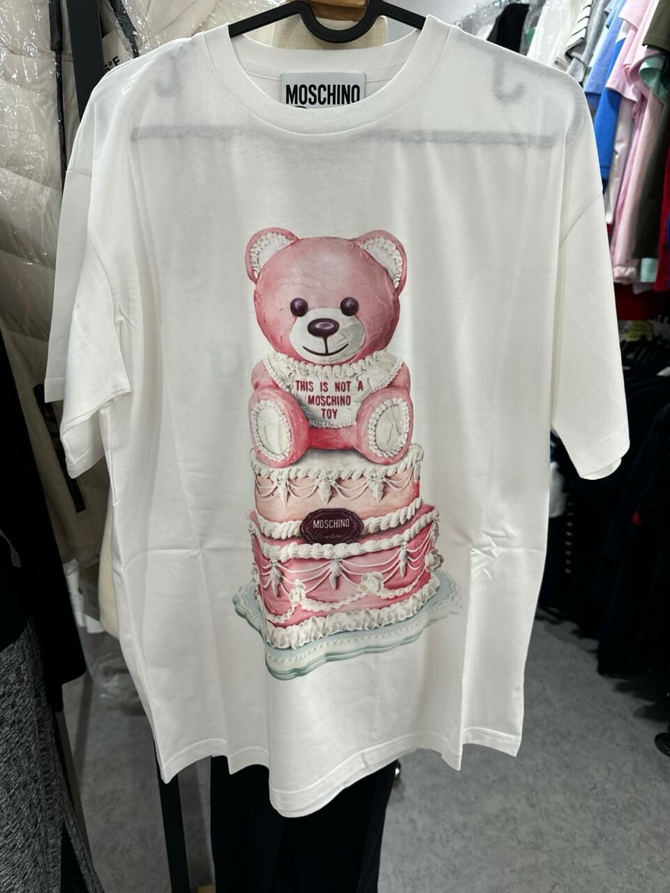 [S] MOSCHINO THIS IS NOT A MOSCHINO TOY BEAR CAKE TEE,WHITE, DV070254401001 (SM838)