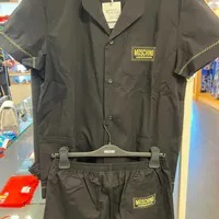 [S] MOSCHINO UNDERWEAR LOGO PATCH TERNO POLO SHIRT & SHORTS,BLACK, 2211A500581310555 (SM837)