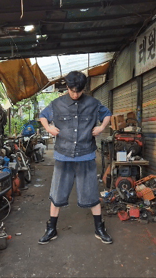 漸變剪裁牛仔背心