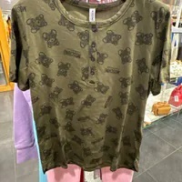 [S] MOSCHINO ALL OVER TEDDY BEAR PRINT TOP,OLIVE, 221ZUA500190121430 (SM834)