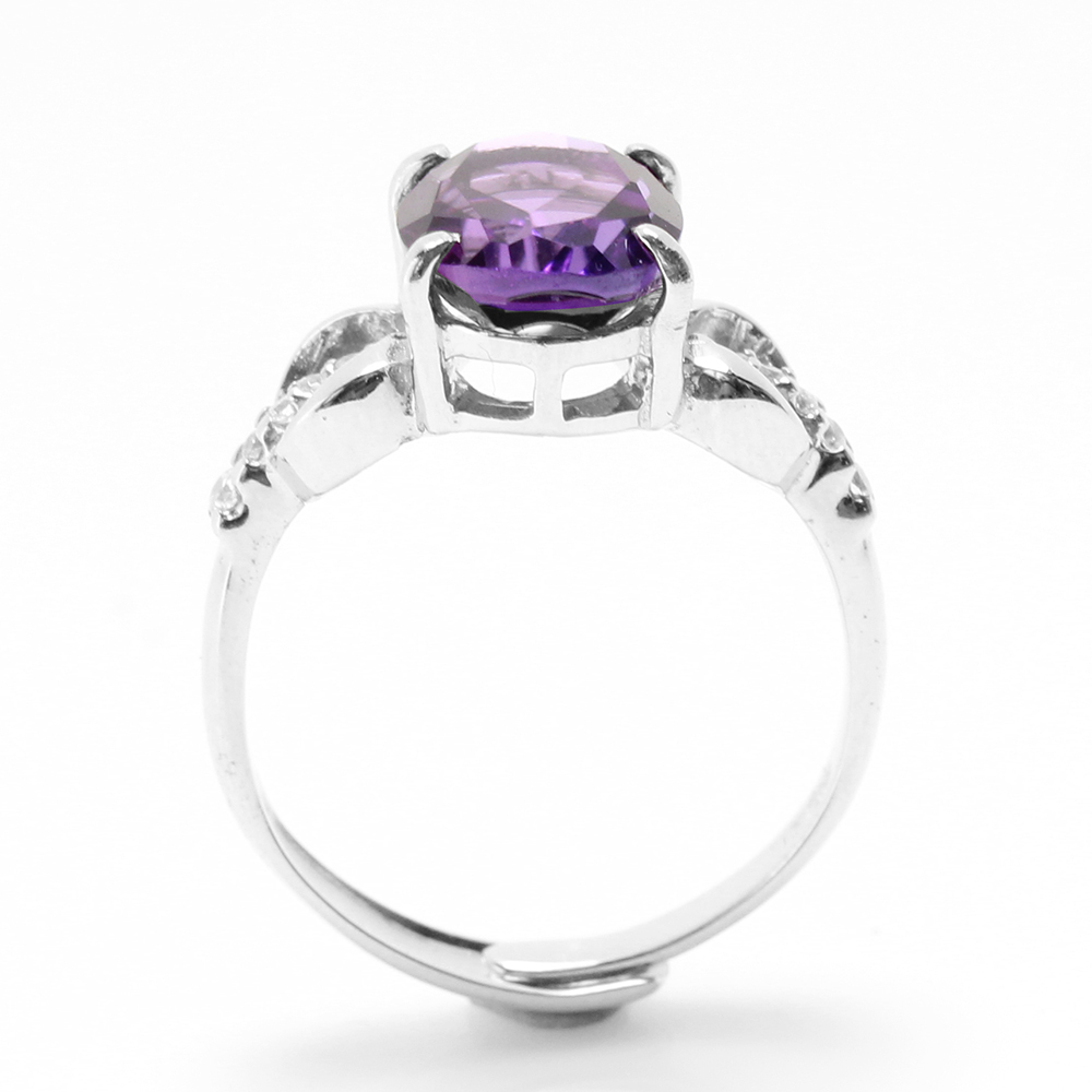 【雅紅珠寶】天然紫水晶戒指-8*10mm-925銀飾-活圍設計